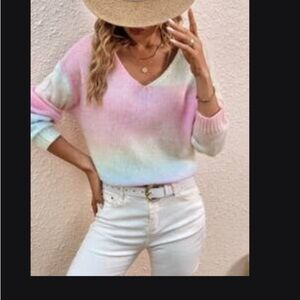 SHEIN Pastel V-Neck Sweater